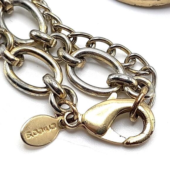 Chico's Hammered Gold Tone Looped Necklace, 23 Inches - Picture 8 of 10